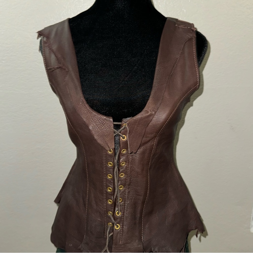 Leather handmade vest and skirt